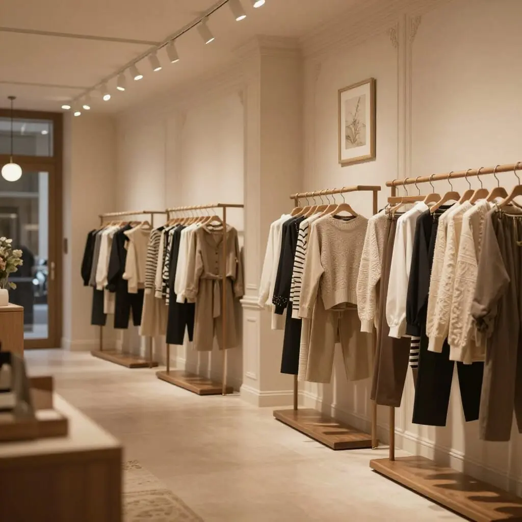 Boutique artisanale de vêtements faits main au design élégant et chaleureux